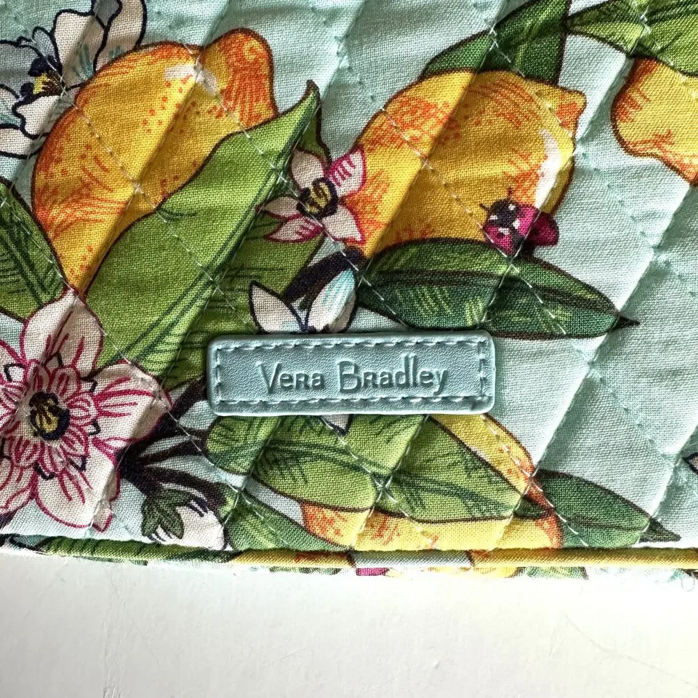 Vera Bradley Lemon Grove Laptop Sleeve Citrus Print Quilted Padded Case